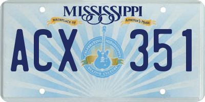 MS license plate ACX351