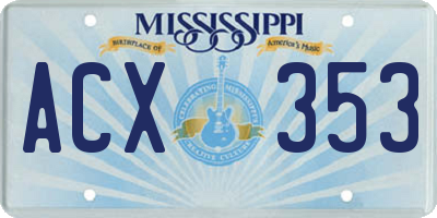 MS license plate ACX353