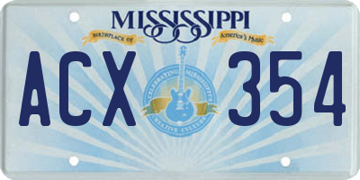 MS license plate ACX354