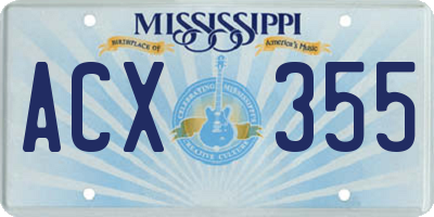 MS license plate ACX355