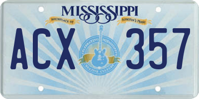 MS license plate ACX357