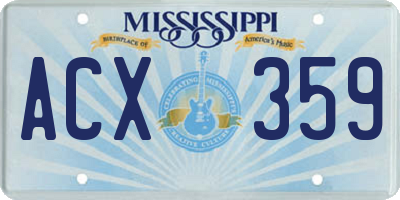 MS license plate ACX359