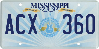 MS license plate ACX360
