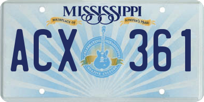 MS license plate ACX361