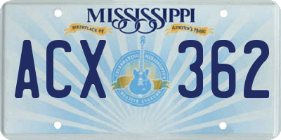 MS license plate ACX362