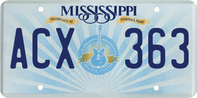MS license plate ACX363