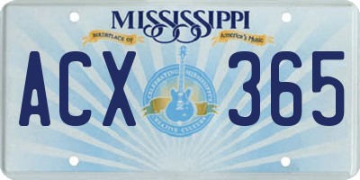 MS license plate ACX365