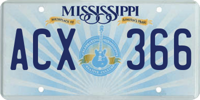 MS license plate ACX366
