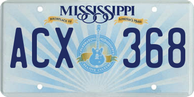 MS license plate ACX368