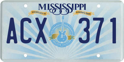 MS license plate ACX371