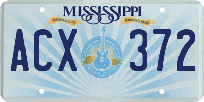 MS license plate ACX372