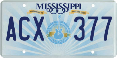 MS license plate ACX377