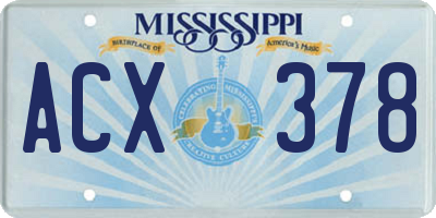 MS license plate ACX378