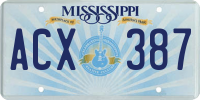 MS license plate ACX387