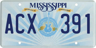 MS license plate ACX391