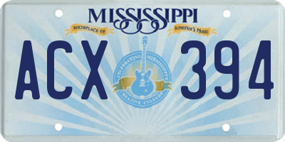 MS license plate ACX394