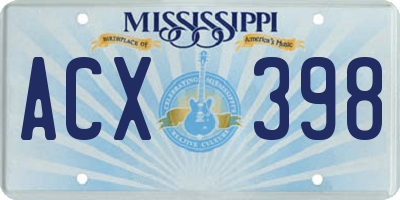 MS license plate ACX398