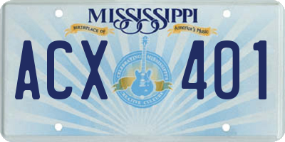 MS license plate ACX401