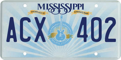 MS license plate ACX402