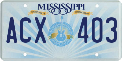 MS license plate ACX403