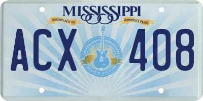 MS license plate ACX408