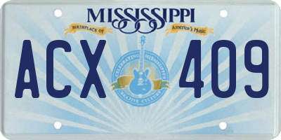 MS license plate ACX409