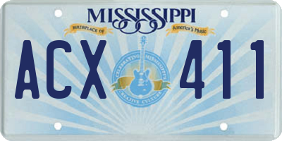 MS license plate ACX411