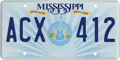 MS license plate ACX412