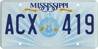 MS license plate ACX419