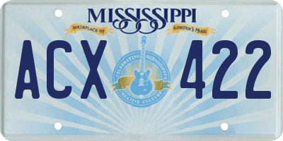 MS license plate ACX422