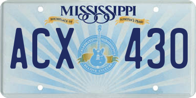 MS license plate ACX430