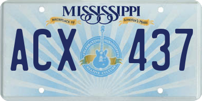 MS license plate ACX437