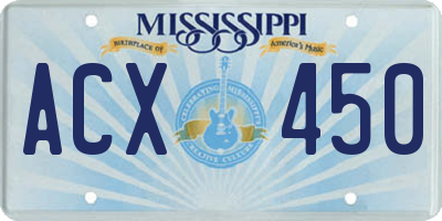MS license plate ACX450