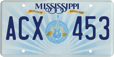 MS license plate ACX453