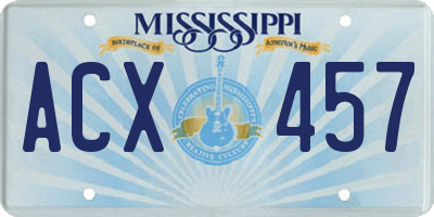 MS license plate ACX457