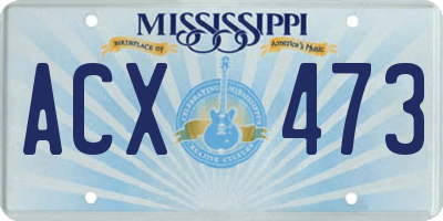 MS license plate ACX473