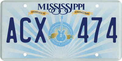 MS license plate ACX474