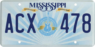 MS license plate ACX478
