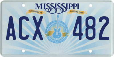 MS license plate ACX482