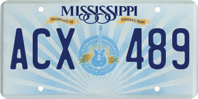 MS license plate ACX489