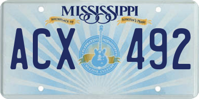 MS license plate ACX492