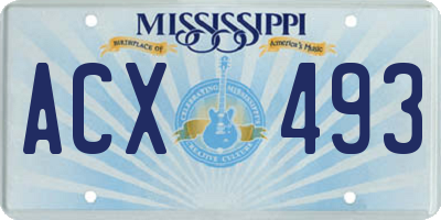 MS license plate ACX493