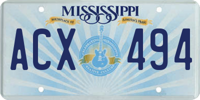 MS license plate ACX494