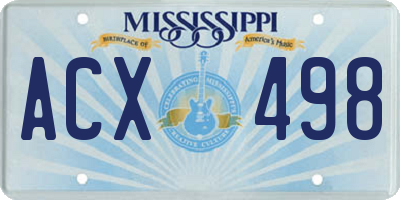 MS license plate ACX498