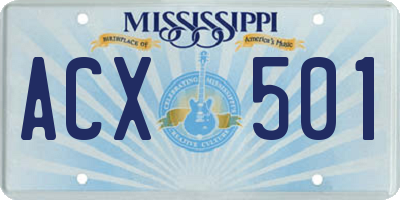 MS license plate ACX501