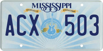 MS license plate ACX503