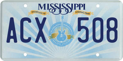 MS license plate ACX508