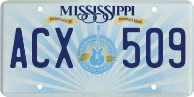 MS license plate ACX509