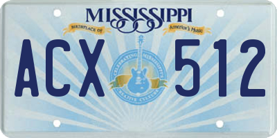 MS license plate ACX512