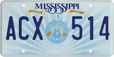 MS license plate ACX514